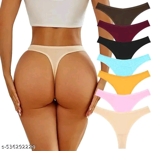 Pack of 7 women viscose lycra cotton thong panty