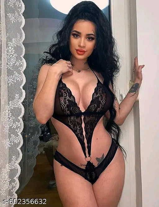 Women Deep V Lingerie Lace Teddy One Piece Babydoll