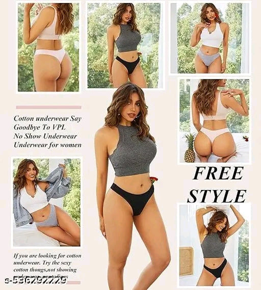 Pack of 7 women viscose lycra cotton thong panty